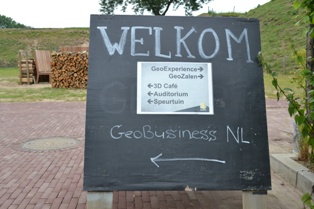 Welkomstbord GeoBusiness Nederland op GeoFort